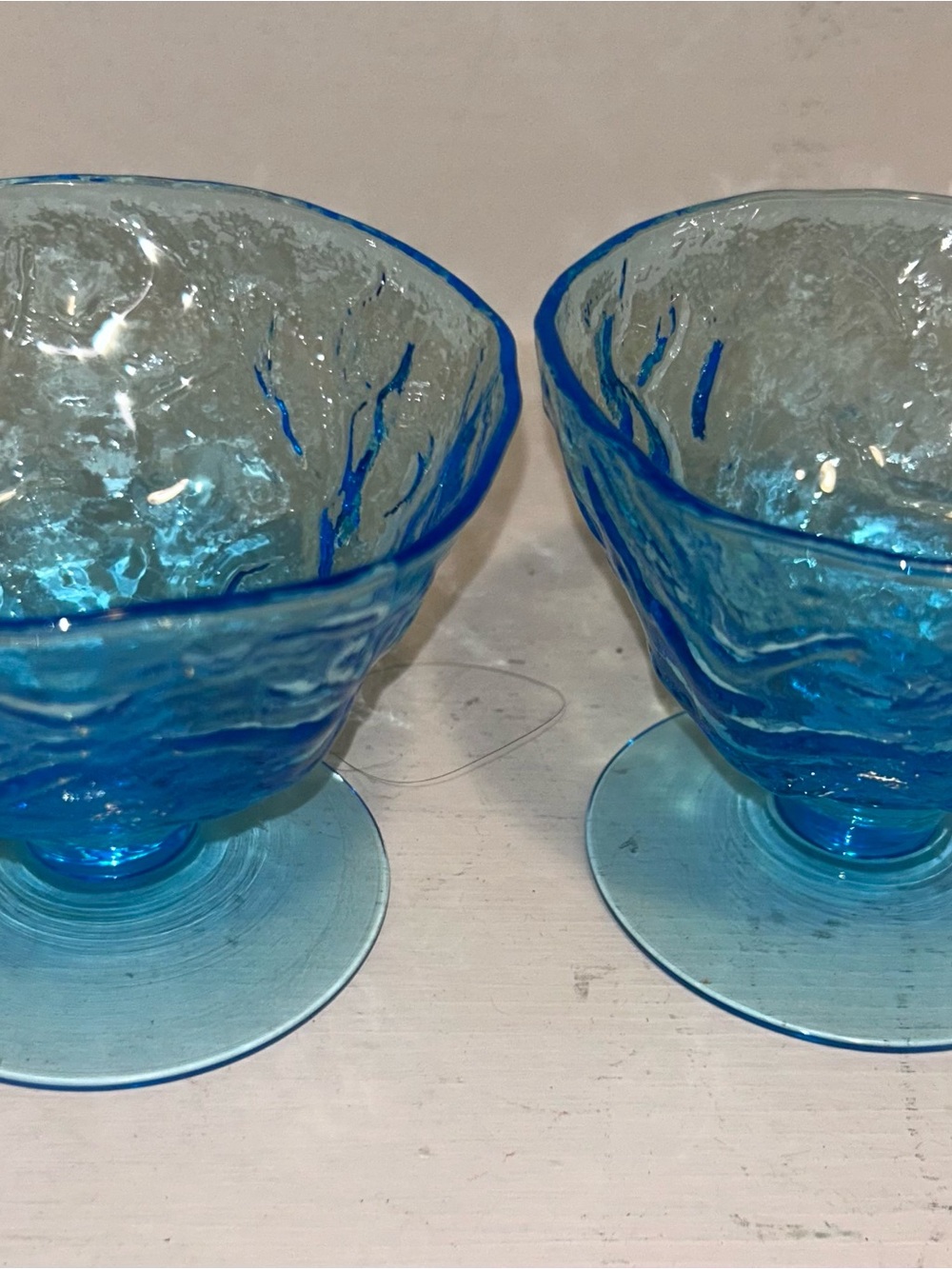 Vintage Morgantown Seneca driftwood blue sorbet bowls